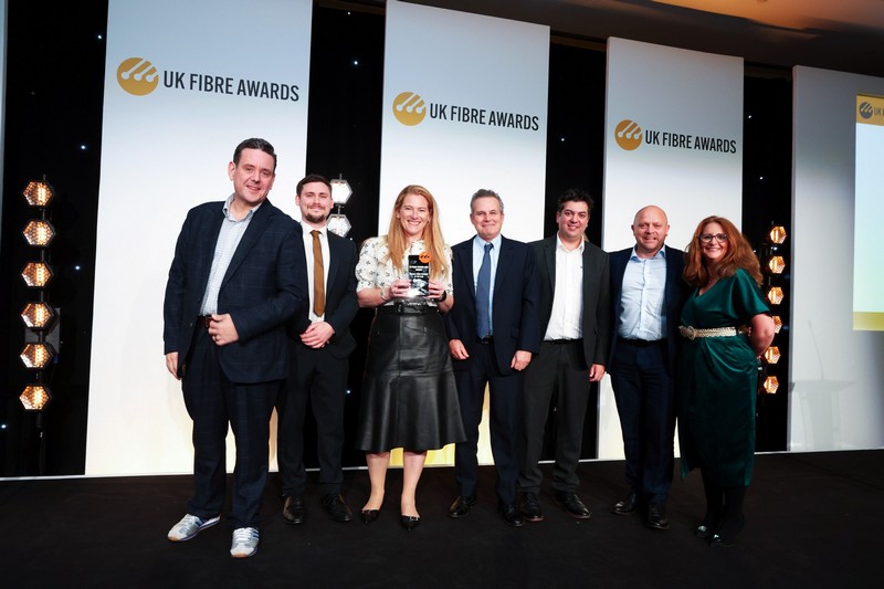 Winners on stage at the UK Fibre Awards 2025