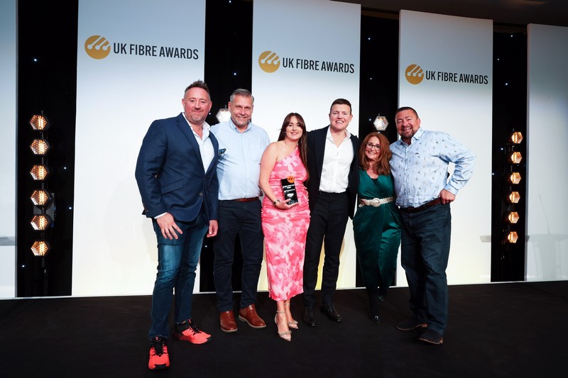 Winners on stage at the UK Fibre Awards 2025
