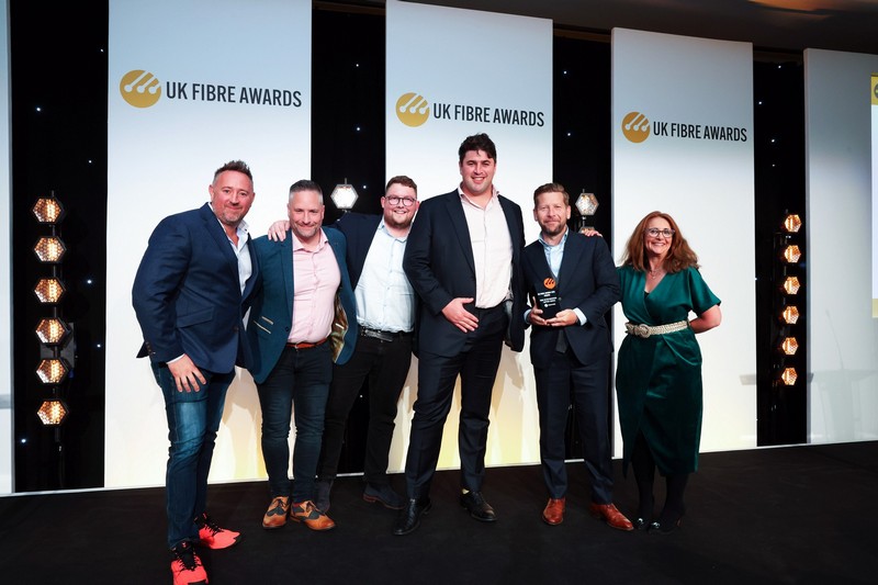 Winners on stage at the UK Fibre Awards 2025