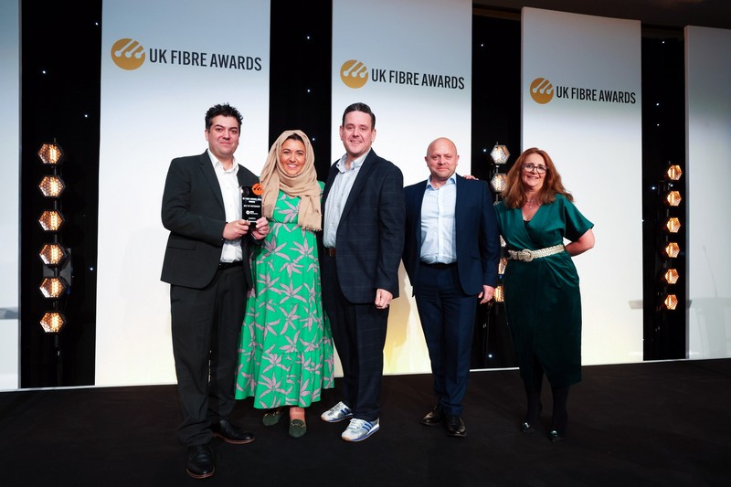 Winners on stage at the UK Fibre Awards 2025