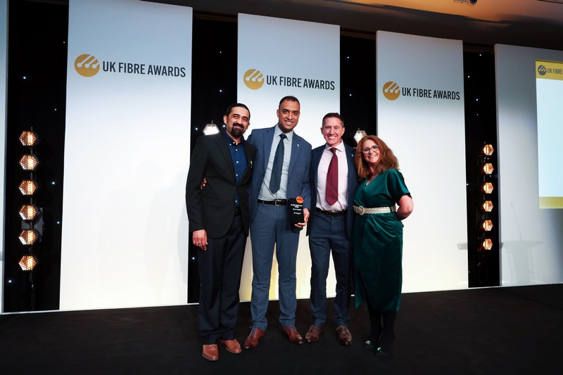 Winners on stage at the UK Fibre Awards 2025