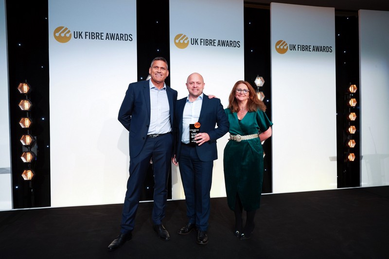 Winners on stage at the UK Fibre Awards 2025