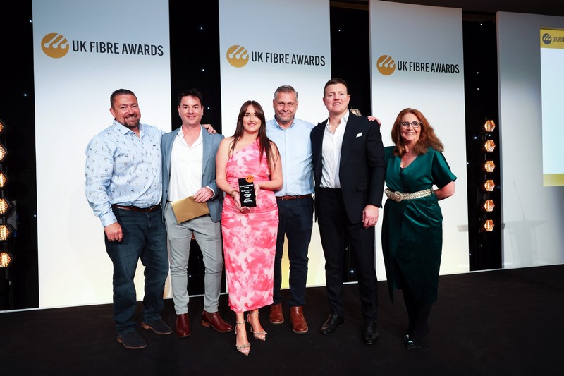 Winners on stage at the UK Fibre Awards 2025