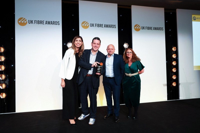 Winners on stage at the UK Fibre Awards 2025