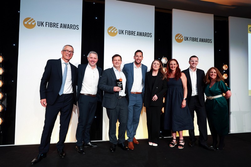 Winners on stage at the UK Fibre Awards 2025