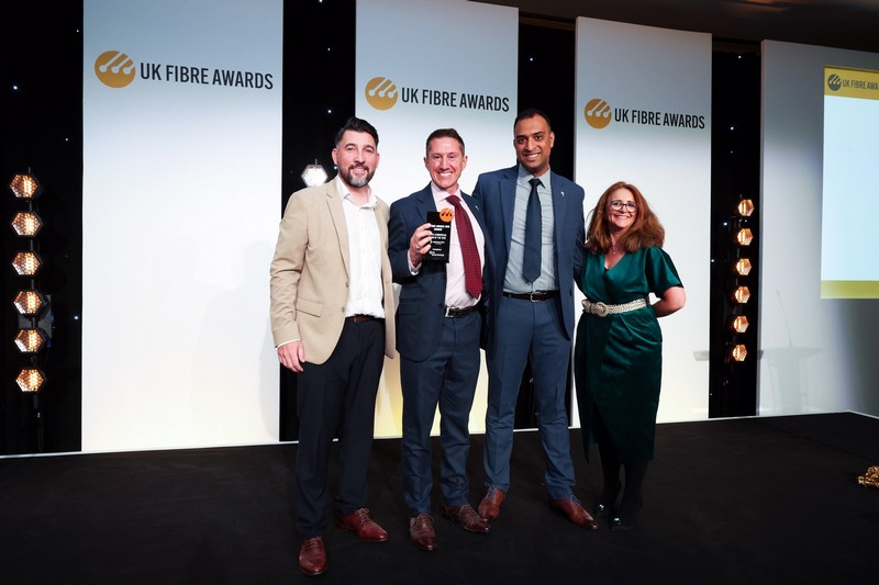 Winners on stage at the UK Fibre Awards 2025