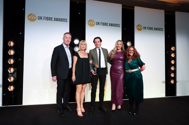 Winners on stage at the UK Fibre Awards 2025