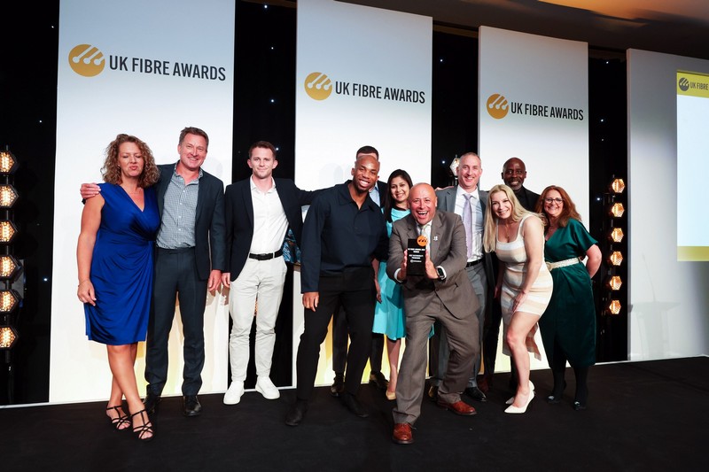 Winners on stage at the UK Fibre Awards 2025